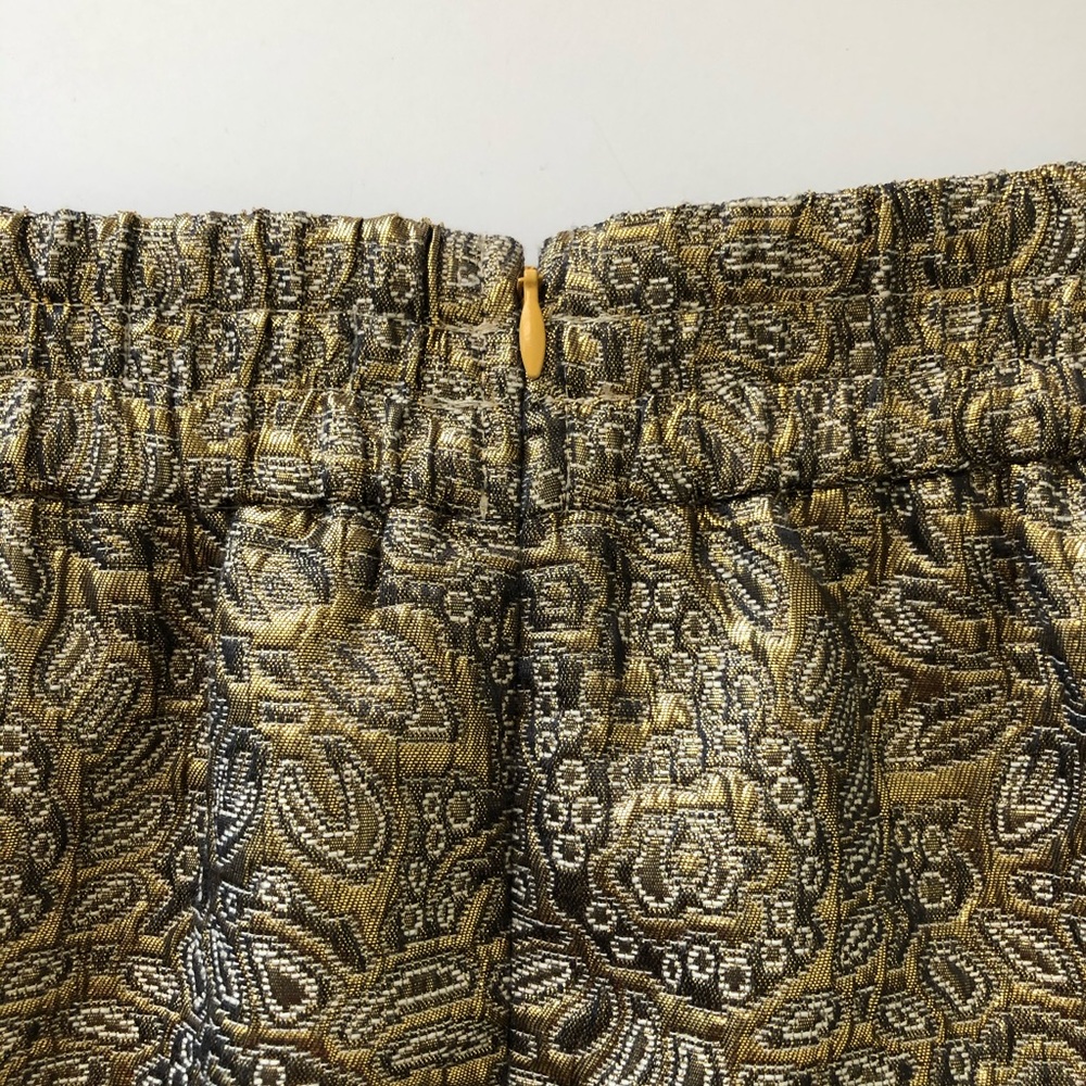 Loft metallic gold jacquard mini skirt Sz xxs - Picture 6 of 7